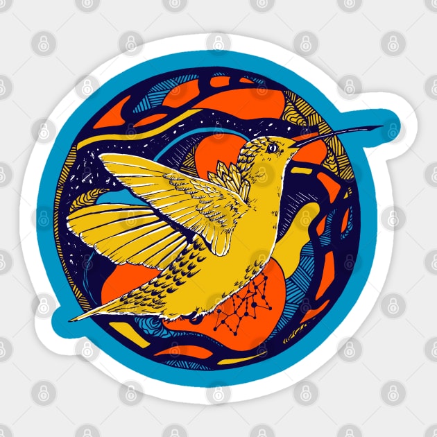 Orange Blue Circle of The Hummingbird Sticker by kenallouis